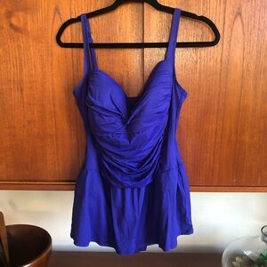 La Blanca Purple Women Swim One Piece with skirt